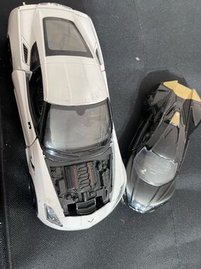 Lot  2. Die-Cast Toy Sports Cars - White & Black/Gold